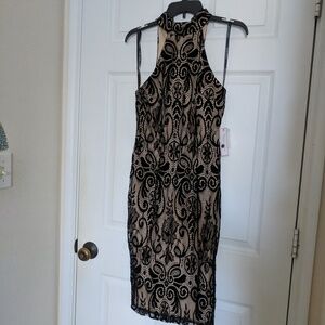 Bisou Bisou Black and Cream Midi Dress